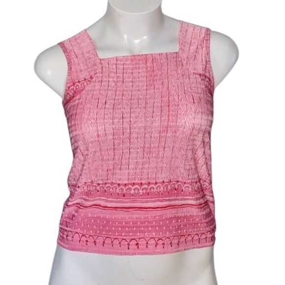 Pleat Pleat By Rafael Pink Sleeveless Blouse Size Medium - Picture 1 of 5